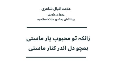 زانکہ تو محبوب یار ماستی